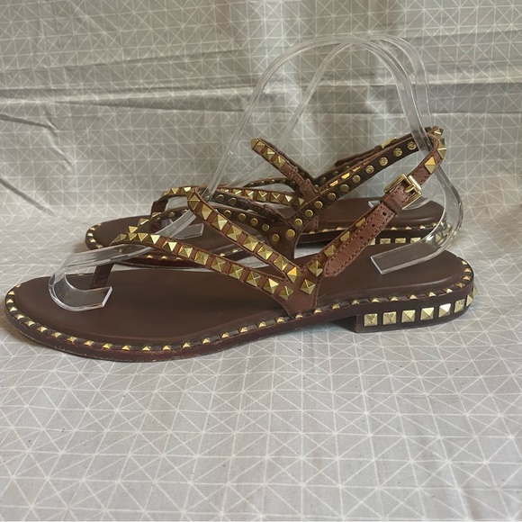 ASH Peps Studded Thong Brown Leather Sandals 40 - Picture 3 of 7